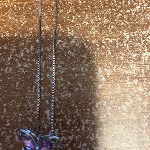 butterfly necklace, earrings, and ring size 7